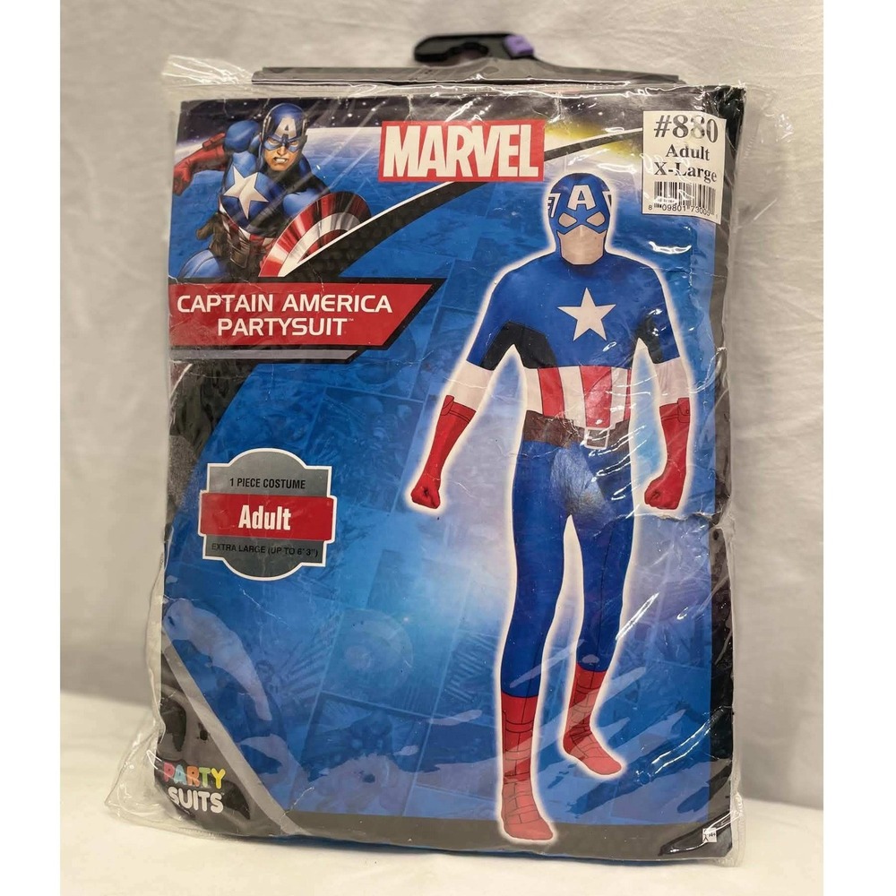 Marvel Captain America Partysuit Adult XL Blue New Superhero Costume
